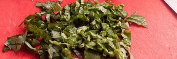 филе-миньон и томатный соус с базиликом