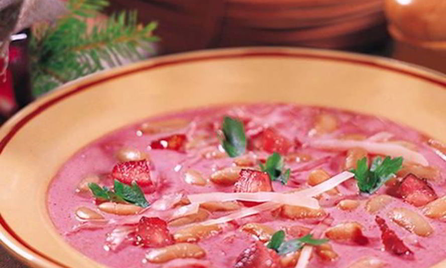 Рецепт борща с фасолью и капустой