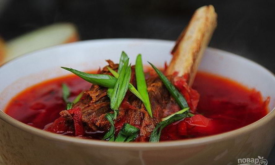 Рецепт борща с говяжьей грудинкой на кости