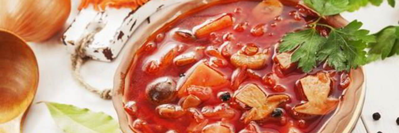 Борщ с лесными грибами