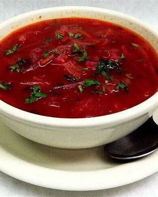 Постный борщ с консервой