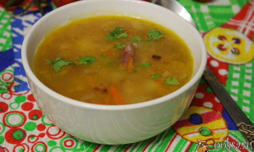 Рецепт горохового супа с копченой колбасой