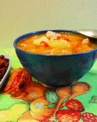 Гороховый суп с копченой курицей