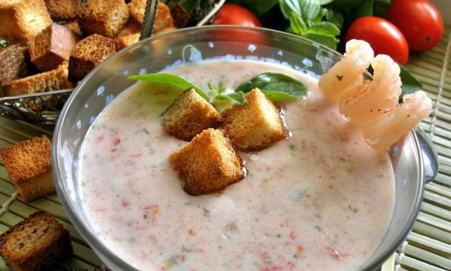 Рецепт йогуртового супа с базиликом и помидорами черри