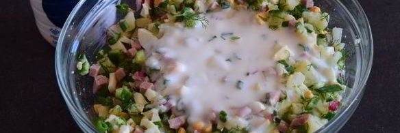 окрошка на кефире с колбасой