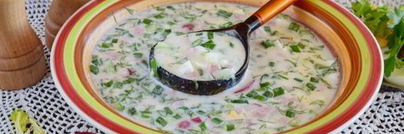 окрошка на кефире с колбасой