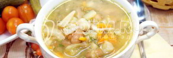 постный суп с фасолью и грибами
