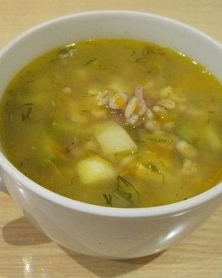 Рассольник с перловкой