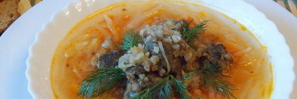 щи с гречкой и печенкой