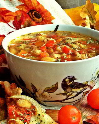 Щи Сборные с фасолью и фрикадельками