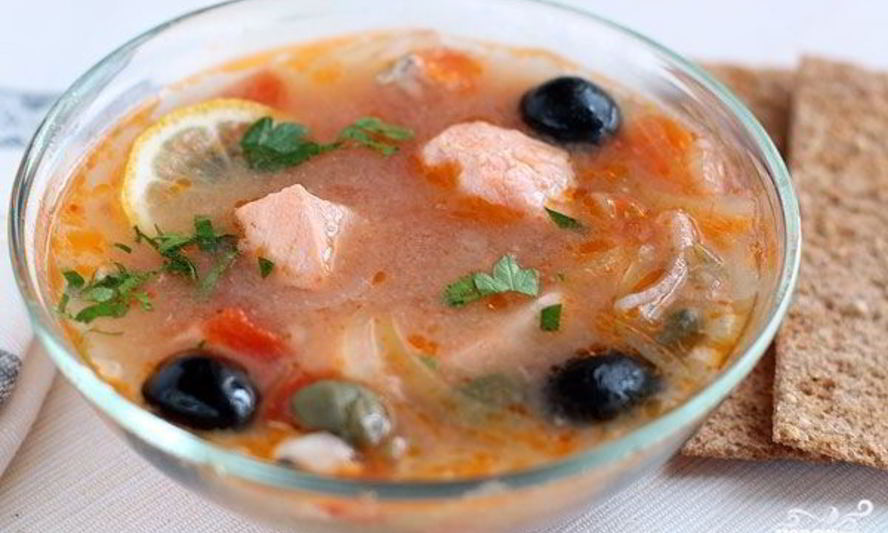 Рецепт рыбной солянки из форели