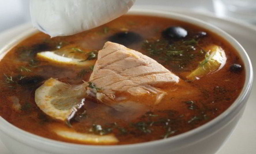 Рецепт рыбной солянки с кальмарами