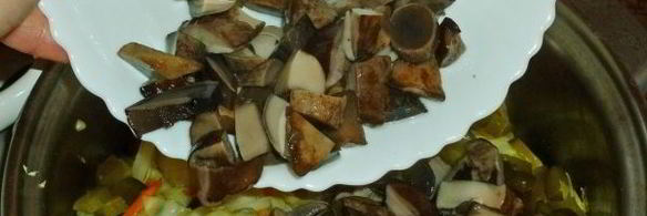 солянка овощная с маринованными подосиновиками