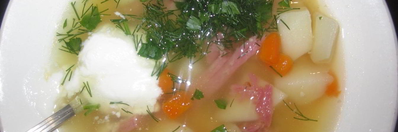 Суп на копченых ребрышках