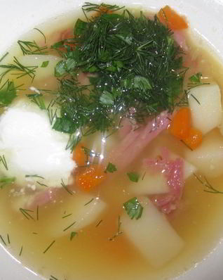 Суп на копченых ребрышках