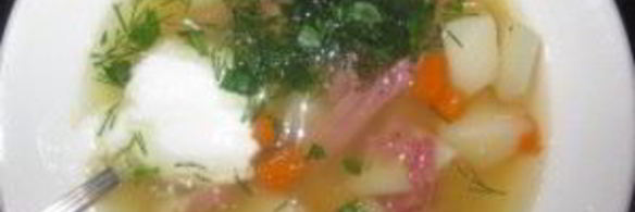 суп на копченых ребрышках