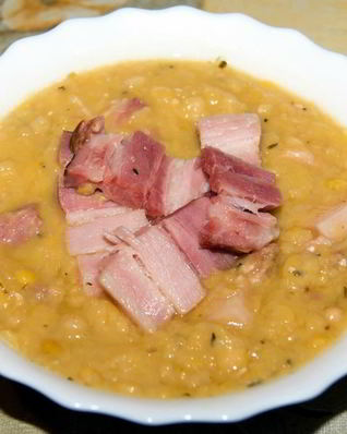 Гороховый суп-пюре с ветчиной