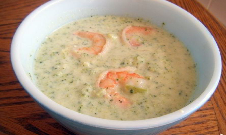 Рецепт супа-пюре из брокколи с креветками