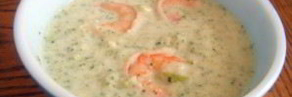 суп-пюре из брокколи с креветками