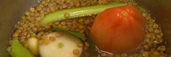 суп-пюре из чечевицы и фасоли с трюфелем