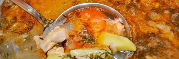 суп-пюре с красной рыбой, картофелем и укропом