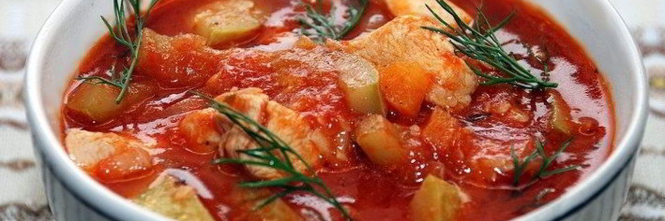 Томатный суп-пюре с курицей