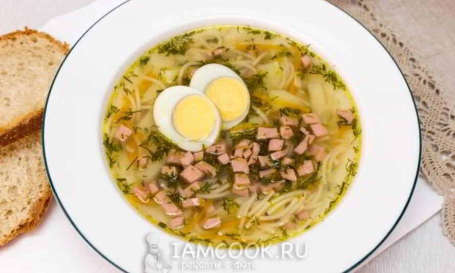 Рецепт супа с колбасой и вермишелью