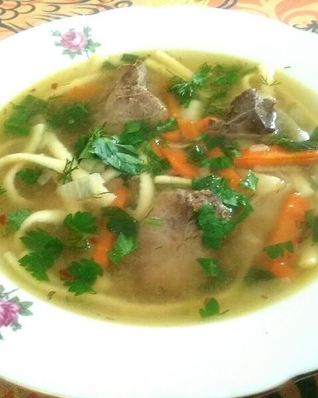 Суп с куриной печенью