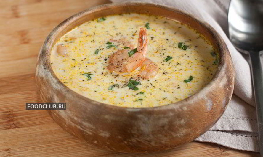 Рецепт сырного супа с креветками