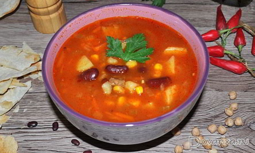 Рецепт томатного супа с фасолью по-мексикански