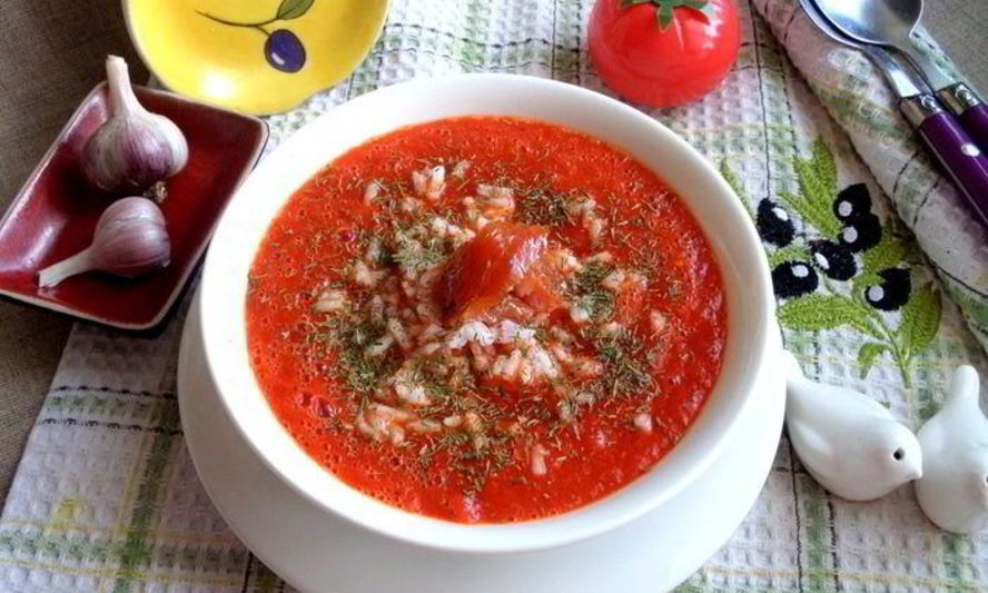 Рецепт томатного супа с перцем и рисом
