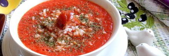 томатный суп с перцем и рисом