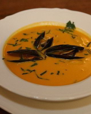 Тыквенный суп с мидиями