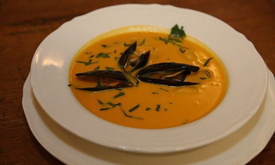 Рецепт тыквенного супа с мидиями