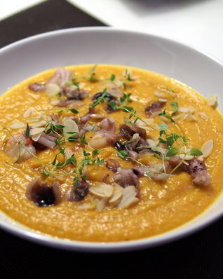 Тыквенный суп с морепродуктами