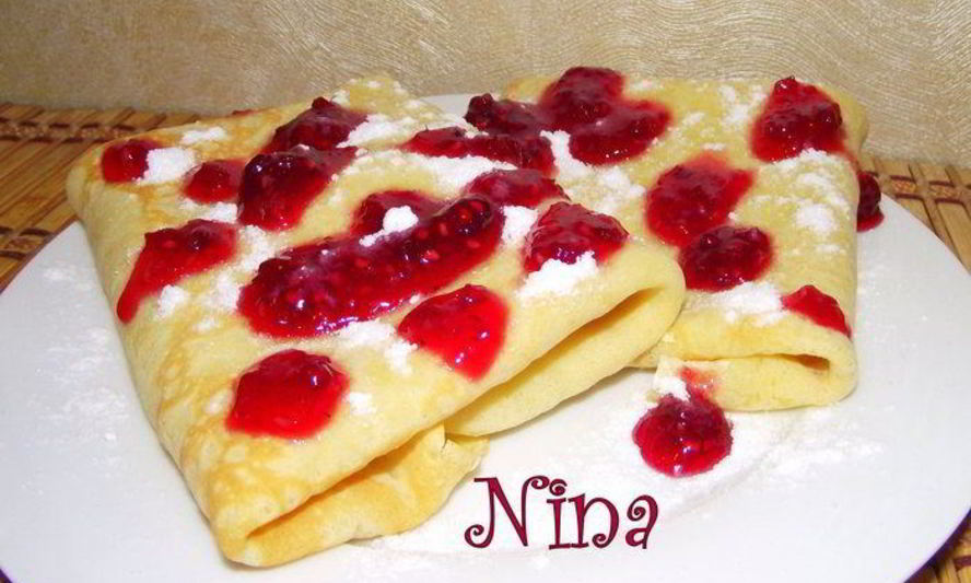 Рецепт блинчиков с сыром и вишней