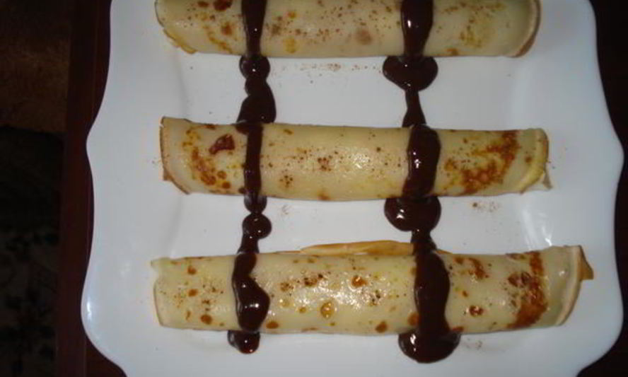 Рецепт блинчиков с творожно-банановой начинкой