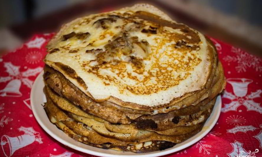 Рецепт блинов с припеком с грибами