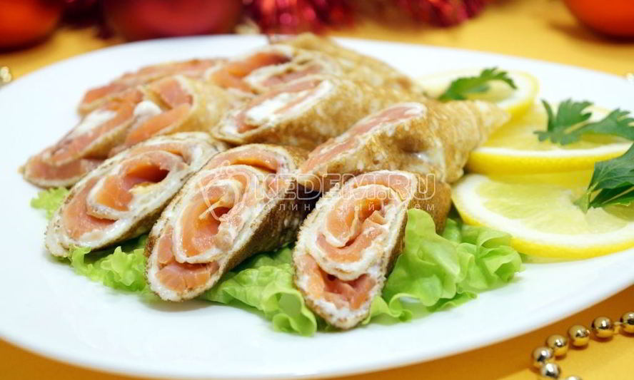 Рецепт блинов с семгой