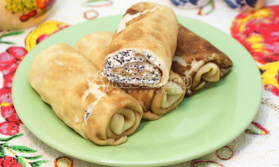 Рецепт блинов с творогом и маком