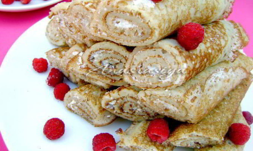 Рецепт дрожжевых блинов с творожным кремом