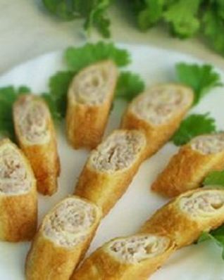 Яичные блинчики с мясом