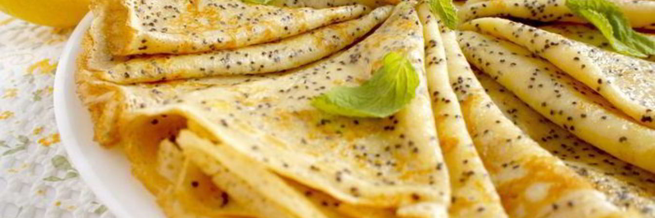 Заварные лимонные блины с маком