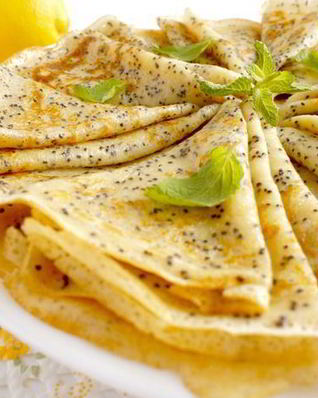 Заварные лимонные блины с маком