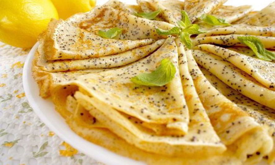 Рецепт заварных лимонных блинов с маком