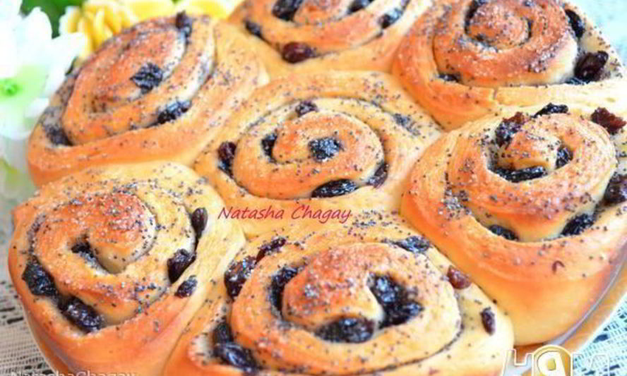 Рецепт булочек с маком и изюмом