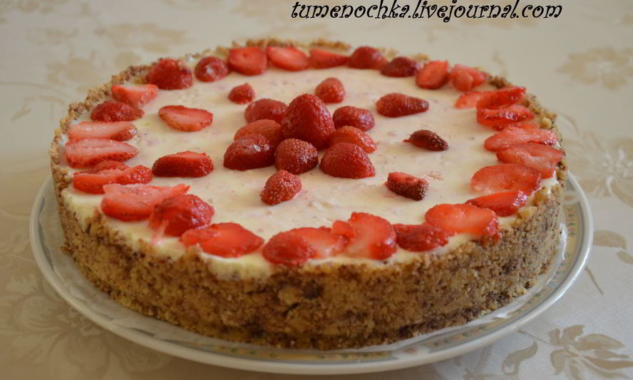 Рецепт чизкейка без выпечки с клубникой
