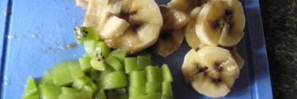 творожные кексы с бананами и киви