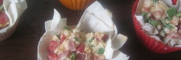 корзиночки из лаваша с беконом, сыром и сладкой паприкой