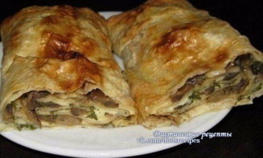 Рецепт лаваша с грибами и сыром
